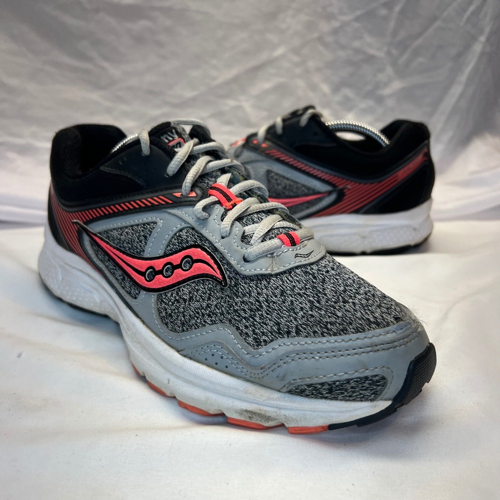 Saucony Cohesion‎ Womens Running Shoes Black Grey Coral Pink Athletic Sneakers